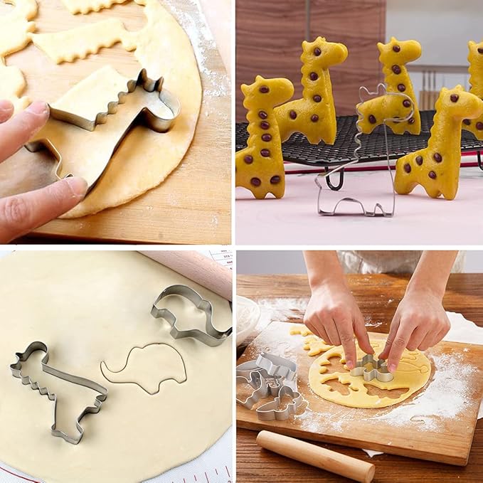 Animal Cookie Cutter Set for Kids, Cookie Cutter Set of 12 Piece, Stainless Steel Biscuit Cutters Molds with Fox, Giraffe, Squirrel, Penguin, Hedgehog, Crocodile, Horse, Elephant Shapes
