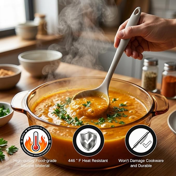 Silicone Kitchen Utensils Set,10 PCS Cooking Kitchen Utensils Set, Nonstick Kitchen Utensils 446°F Heat-Resistant Cookware Kitchen Tools of Spoon,Brush,Whisk,Spatula,Turner Tongs(Khaki)