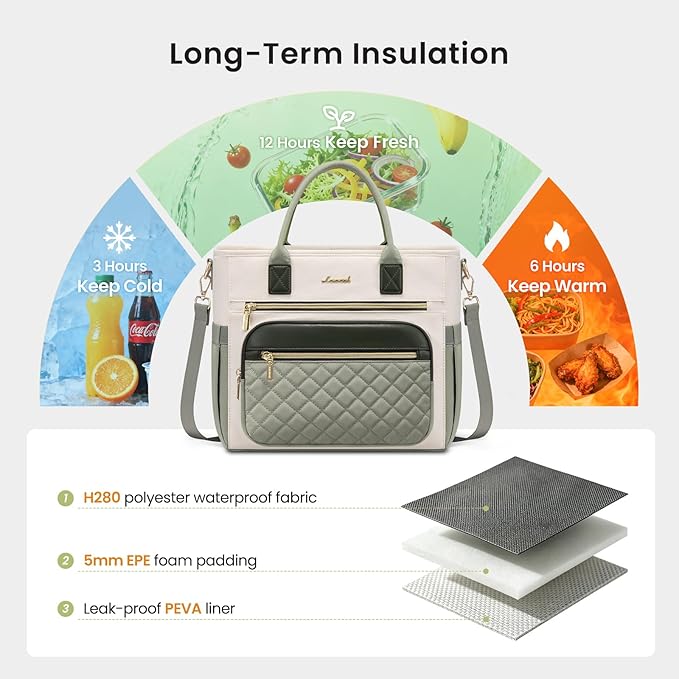 LOVEVOOK Insulated Lunch Bag Women,Wide Opening Adult Lunch Box Women with Cup Holder,Large Leakproof Cooler Bag for Work Picnic Beach Family College Mom,Lunch Teacher Tote Bag for Gift