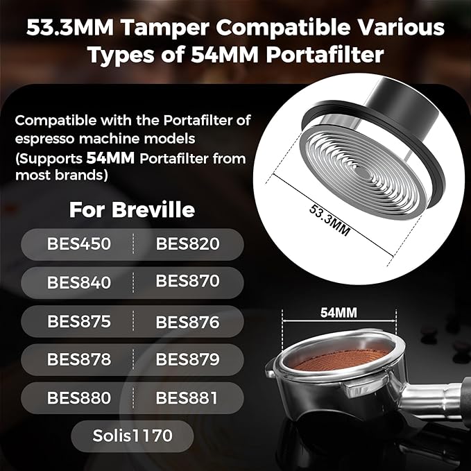 IKAPE V5 53.3MM Impact Espresso Tamper, Coffee Tamper with 15lb / 25lb / 30lb Replacement Springs, Espresso Tamper with sound Feedback