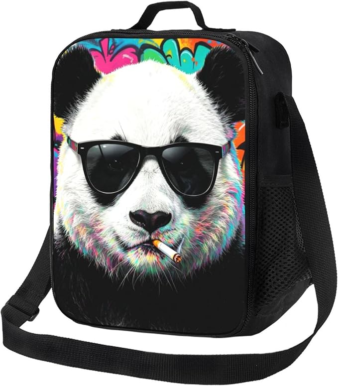 Panda Lunch Bag Women Men Adults Insulated Thermal Tote Bag Portable Durable Meal Container With Adjustable Shoulder Strap For Work Office Picnic Camping Travel