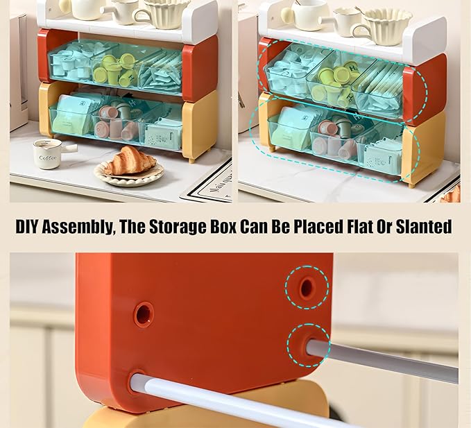 Coffee Bar Organizer for Countertop, 3-Tier K-Cup Organizer, Tea Bag Organizer, Coffee Accessories Storage Rack for Coffee Pod Sugar Bags Drinking Straw
