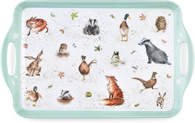 Pimpernel Wrendale Designs Collection Large Handled Tray | Serving Tray for Lunch, Coffee, or Breakfast | Made of Melamine for Indoor and Outdoor use | Measures 18.9" x 11.6" | Dishwasher Safe