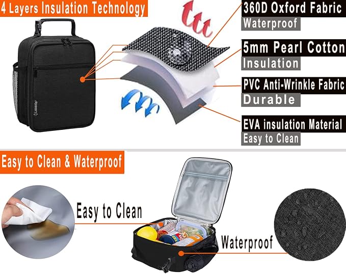 Lunch Box for Men Women Adult-Small Insulated Lunch Bag for Office Hiking - Portable Reusable Lunch Box