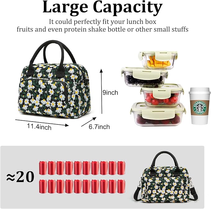 MEXS Insulated Lunch Bag for Women Men Large Reusable Lunch Box Adult Leakproof Portable Cooler Tote Bags for Work Picnic