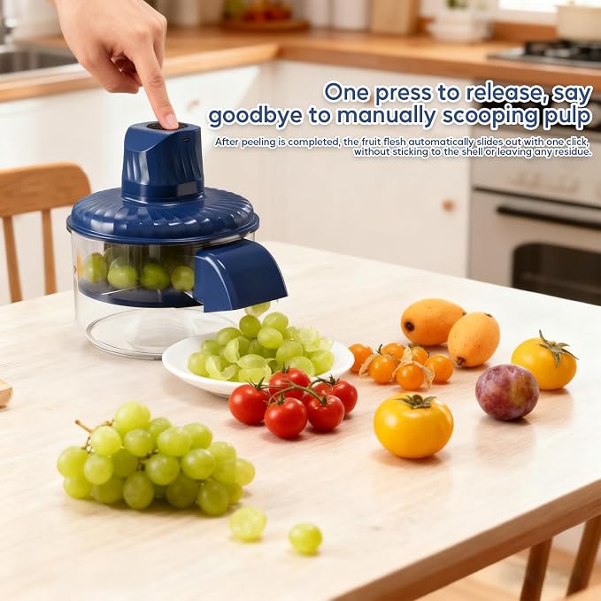 Electric Grape Peeling Machine, Automatic Fruit and Garlic Peeler for Grape Tomato Cherry Cordless Grape Peeler Machine Garlic Peeler Skin Remover 50W Motor with Stainless Steel Blades (USB Charged)