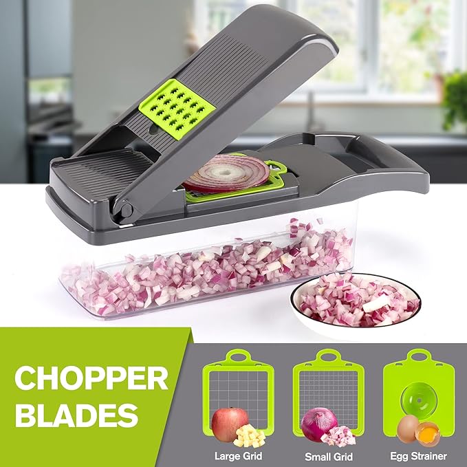 KEOUKE Rotary Cheese Grater with 12 in 1 Multi-functional Vegetable Chopper