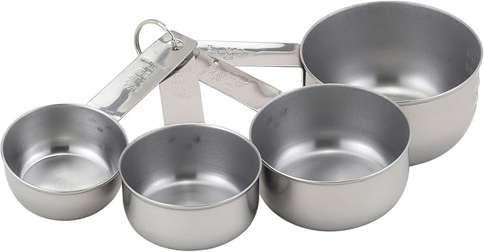 Mrs. Anderson’s Baking Measuring Cups, Engraved Measurements for Liquid or Dry Ingredients, Stainless Steel, 4-Piece Set