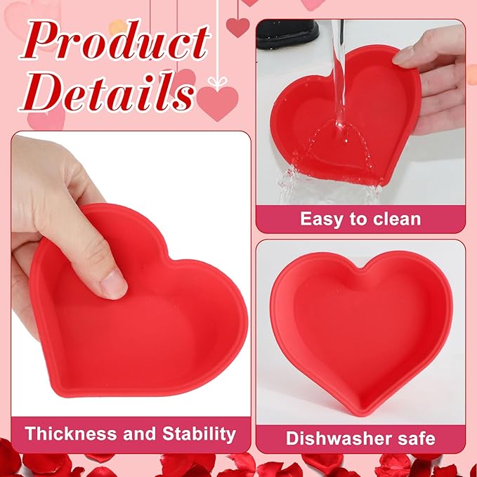 12 Pcs Heart Cake Pan Silicone Heart Cake Molds Baking Pan Nonstick Molds for Anniversary Birthday Snack Cupcake Baking (4 Inch)