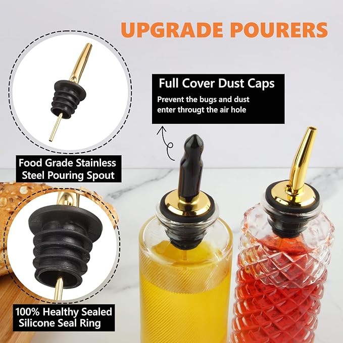 Shining Craft Syrup Dispenser Bottles Set 3 Packs 5 OZ Simple Small Syrup Bottles Set with Upgrade Metal Pour Spout SC057 (3 Pack)