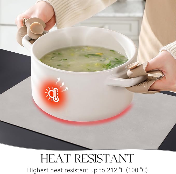 MOSAYT Vinyl Placemats Set of 8-12 X 17 Inch - Faux Leather 100% Waterproof Oil-Proof Wipeable PU Place Mats, Heat Resistant Reversible Table Mats for Kitchen, Dining, Outdoor, Light Grey
