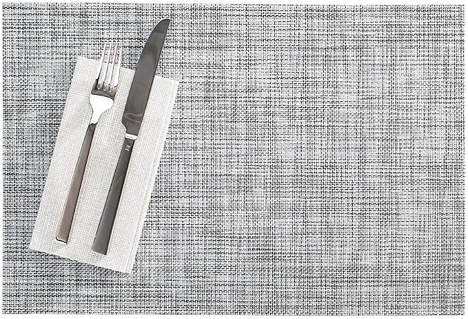 Restaurantware Carmel Mesh 16 x 12 Inch Table Placemats Set Of 6 Woven Washable Placemats - Heat Tolerant No Stain White Vinyl Kitchen Placemats With Black Threads Easy To Clean