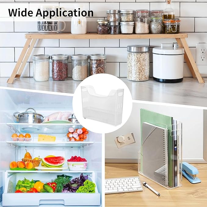 3 Pcs Freezer Drawer Organizer Bins - Clear Plastic Pantry Organizers with Wheels, Tall Narrow Kitchen Organization Rolling Freezer Bins for Bottom Freezer, Storage Containers for Home, Office