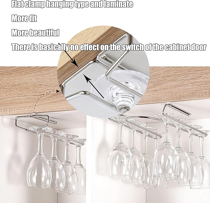 Wine Glass Rack Under Cabinet Metal, Stainless Steel Wire Storage Hanger, Wine Glass Drying Rack, More Convenient To Take And Place, Widen The Mouth Of The Hanging Cup