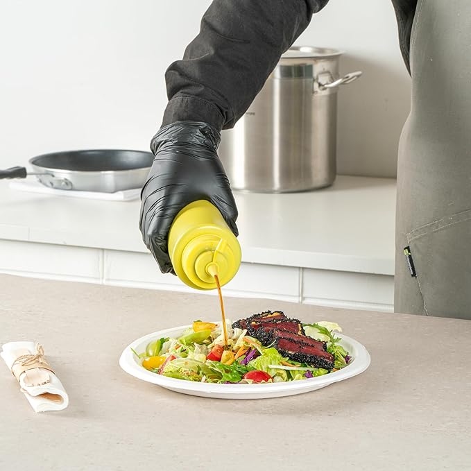 Restaurantware Plastic Squeeze Bottle 32 oz Wide Mouth Condiment Bottle With Cap Reusable Dishwashable Yellow Sauce Dispenser For Syrups, Ketchup, Mustard, Oil, Dressing, Honey, Art And Craft