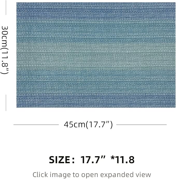 Blue Placemats Set of 4 Washable,Vinyl Woven Placemats,Durable Non-Slip Stain-Resistant Kitchen Table Mats, Indoor/Outdoor Place Mats (Blue,4)