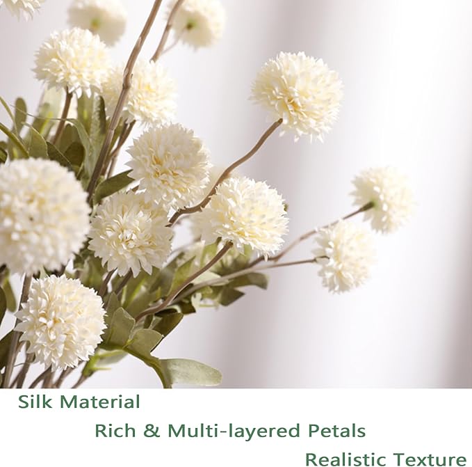 10pcs Faux White Kiku Flowers, 5 Heads Each Stem & 4 Branches Eucalyptus Stems, Artificial Small Mini Chrysanthemum Flowers for Aesthetic Room Decor, Floral Arrangements Centerpiece