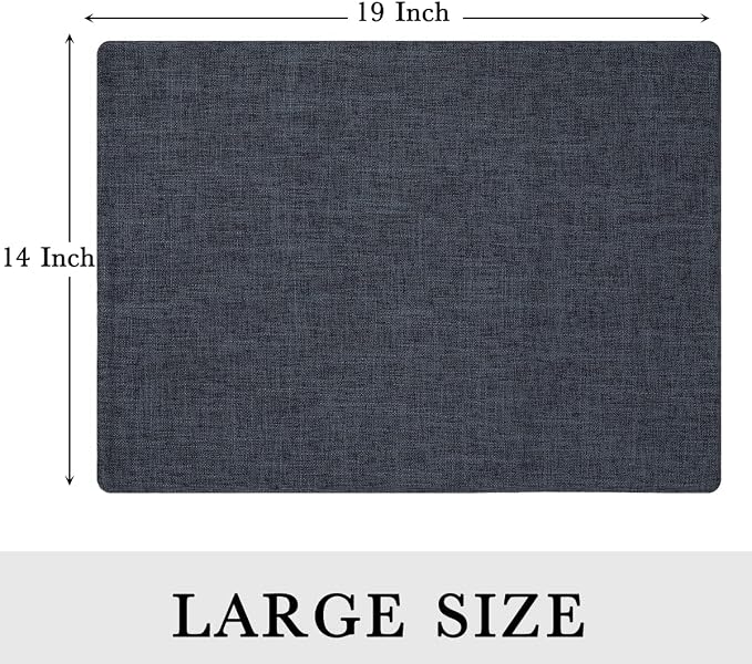 homing Faux Cotton Linen Placemats Set of 4, Cloth Washable Farmhouse Dining Table Mats for Indoors & Outdoors, Easy to Clean, Charcoal, 13 x 19 Inch