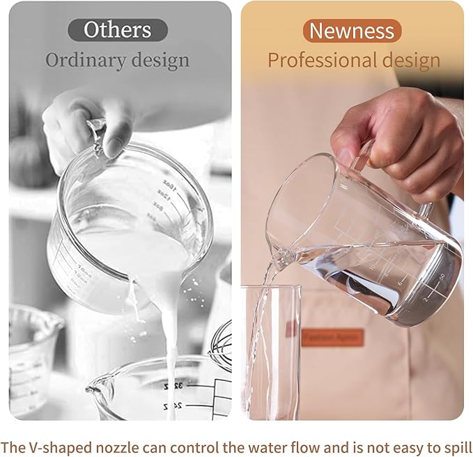 FrutPunch Glass Measuring Cup, 500ML (18OZ, 2 Cups), with Three Scales and V-Shaped Mouth Measuring Cup, High Borosilicate Glass Liquid Measuring Cups, Suitable for Kitchen and Restaurant.