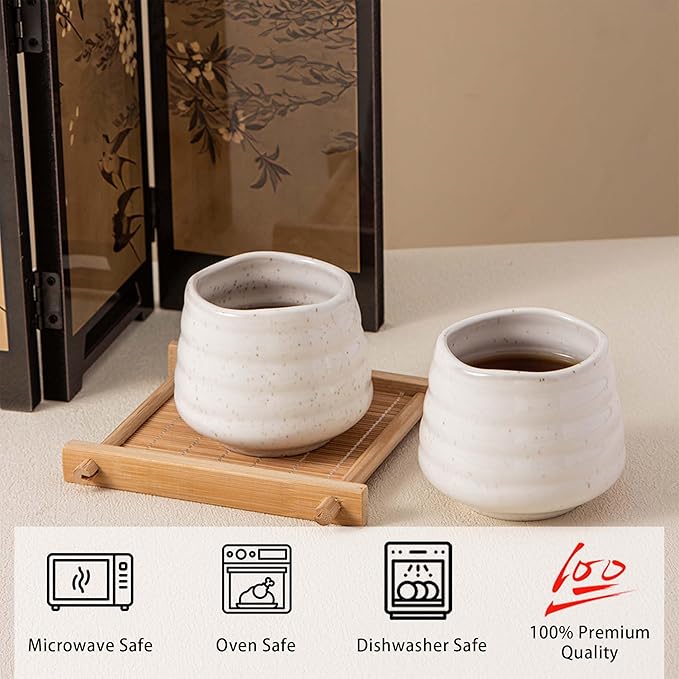 4pcs Japanese Tea Cup Set – Mini Size Cup 5OZ Ceramic Matcha Cup, Handless Espresso Cups, Cute Small Porcelain Coffee Mugs, for Coffee Tea Lovers, Dishwasher & Microwave Safe (Speckle)