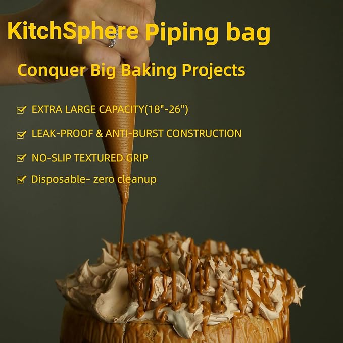 XXXL 26 Inch Extra Large Piping Bags,100 Pack Disposable Pastry Bags,Thick Anti-Burst Icing Piping Pastry Bags For Frosting Decorating Cake Cupcake Cookie (XXXL Large 26 Inch-100 Pack)