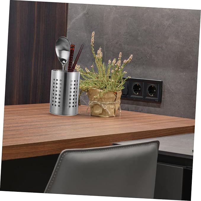 2Pcs Stainless Steel Utensil Draining Storage Container Modern Kitchen Organizer for Forks Knives and Chopsticks Compact Design Easy Drainage for Home