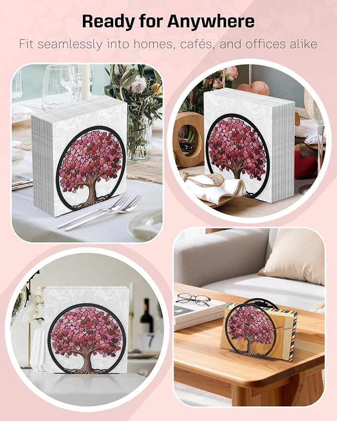 Uniclife Metal Napkin Holder for Table, Standing Napkin Dispenser for Cocktail, Luncheon & Guest Napkins, Tree of Love Napkin Stand, Upright Paper Napkin Holder for Kitchen Dining Table Coffee Bar