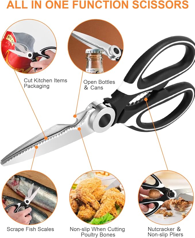 Jocule Kitchen Shears Heavy Duty, 2-pack, Upgrade Poultry Shears, Dishwasher Safe, Meat & Food Scissors