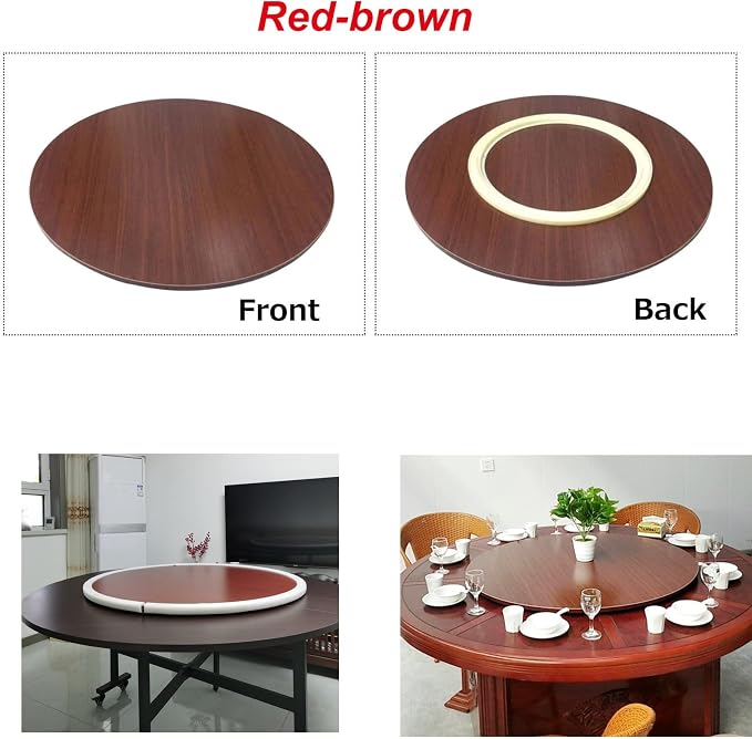 360° Rotating Turntable Round Lazy Susan For Dining Table - 6 Colors Wooden Serving Tray - Sturdy And Easy Cleaning, With Base, Smooth Rotational, Kitchen Serving Plate (Color : Red-brown, Size : Ø6