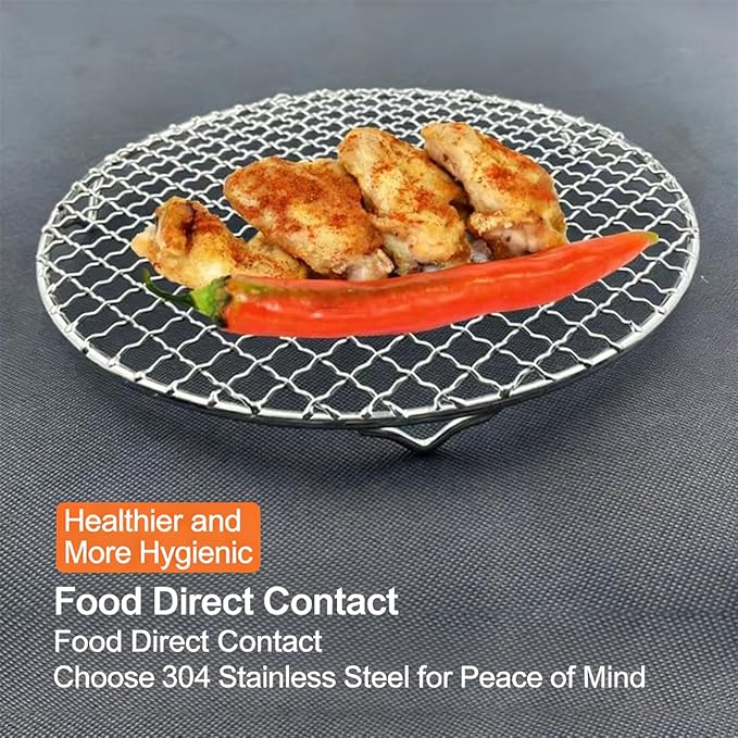 Round Cooling Racks for Cooking and Baking, 4-21.6 Inch 304 Stainless Steel Campfire Grill Grate for Fits Air Fryer/Stockpot/Pressure Cooker/Round Cake Pan (304 stainless steel,11.4"/29cm)