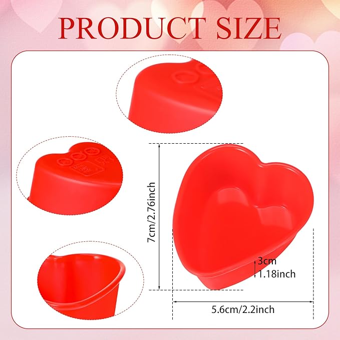 48 Pcs Heart Cake Pan Silicone Heart Cake Molds Baking Pan Nonstick Molds for Anniversary Birthday Snack Cupcake Baking (2.8 Inch)