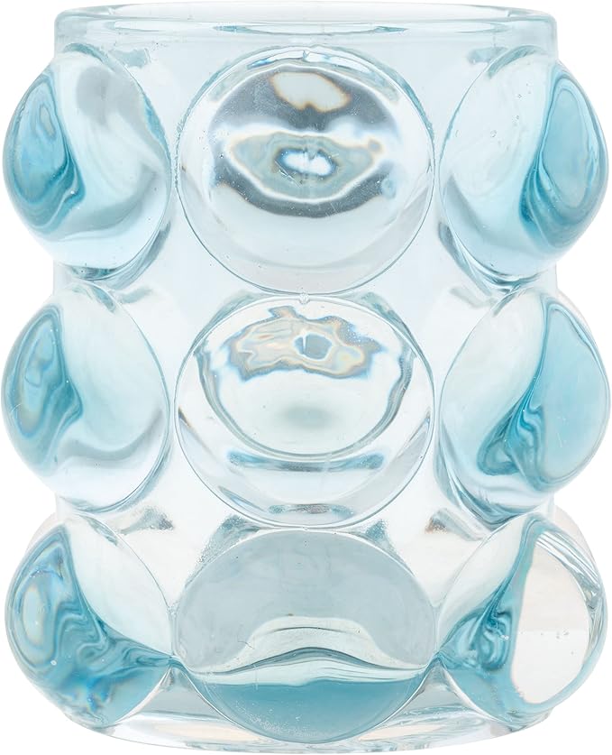 Karma, Lucia Hobnail Votive, Tea Lights Candle Holder, Glass Votive Candle Holders for Table Decorations, Baby Shower, Birthday Party, Weddings and Home Decor, Blue