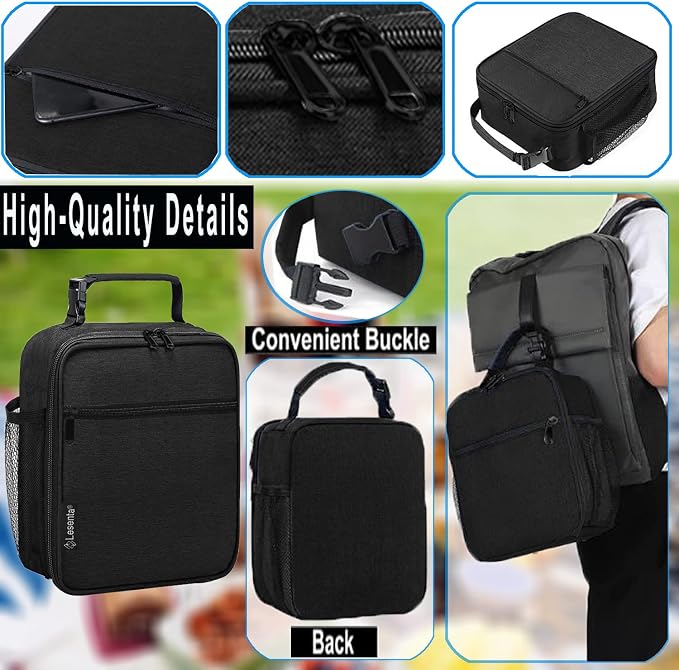 Lunch Box for Men Women Adult-Small Insulated Lunch Bag for Office Hiking - Portable Reusable Lunch Box