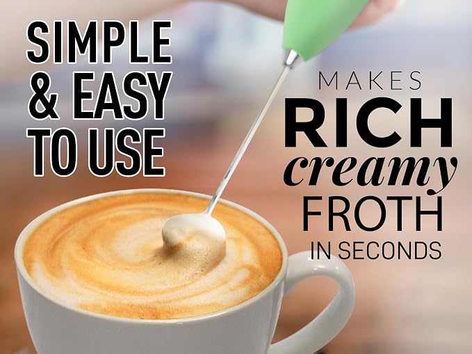 Zulay Powerful Milk Frother for Coffee with Upgraded Titanium Motor - Handheld Electric Whisk, Milk Foamer, Mini Mixer & Coffee Blender for Frappe, Latte, Matcha, No Stand - Metallic Blue