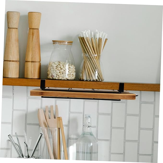 KICHOUSE under Cabinet Shelf Cutting Boards for Paper Towel Holder Sturdy Stainless Steel Rack