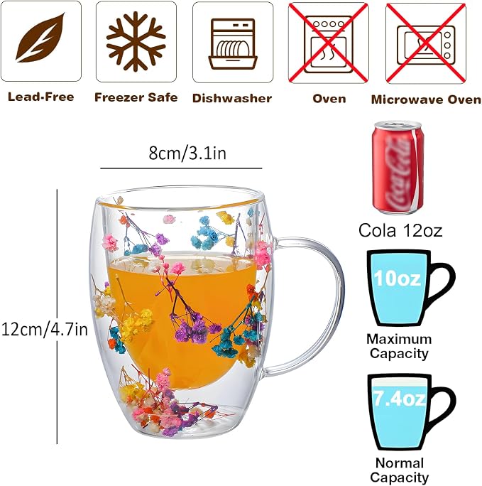 NBHUZEHUA Double Walled Coffee Mugs Glass Cups Wedding Anniversary Registry Gifts for Women Bridesmaid Engagement Gifts for Couples 2025