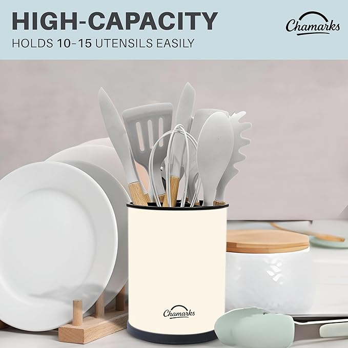 Kitchen Utensil Holder and Countertop Organizer. (Cream)