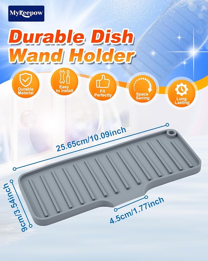 Dish Wand Holder Compatible with Scotch-Brite Dishwand,Silicone Sponge Holder Kitchen Sink Organizer Tray for Dish Caddy Soap Dispenser Scrubber Spoon Bottle