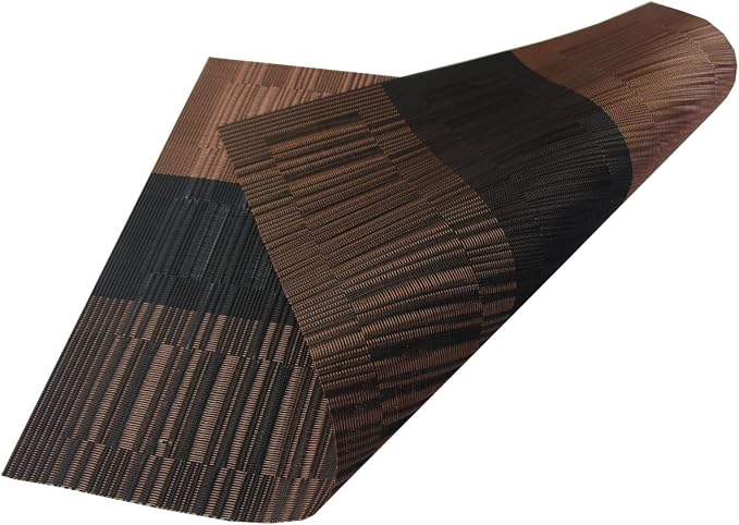 Table Placemats Set of 6 with Table Runner Washable Table Mats Easy to Clean PVC Placemat (1 Table Runner and 6 Placemats, Coffee)