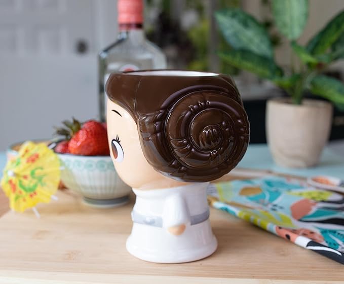 Cupful of Cute Star Wars Han Solo and Princess Leia 16-Ounce Ceramic Mugs, Set of 2 | Tumbler Cocktail Glasses For Home Barware Set | Coffee Cups For Espresso, Lattes | Romantic Gifts and Collectibles