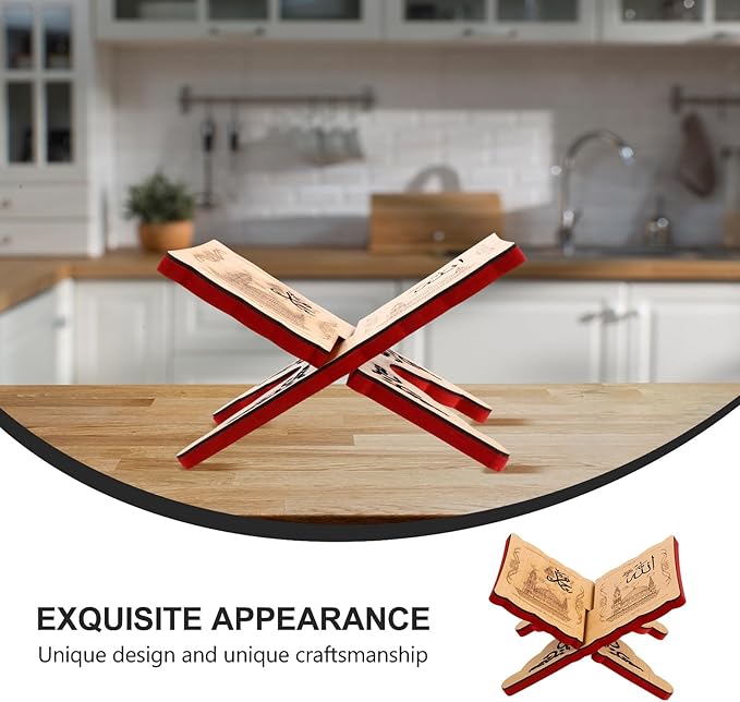 PRETYZOOM Wooden Book Stand Bible Quran Prayer Book Holder Storage Display Rack Ramadan Reading Shelf for Cookbook Magazines Textbooks 7.87 X 5.31 Inches