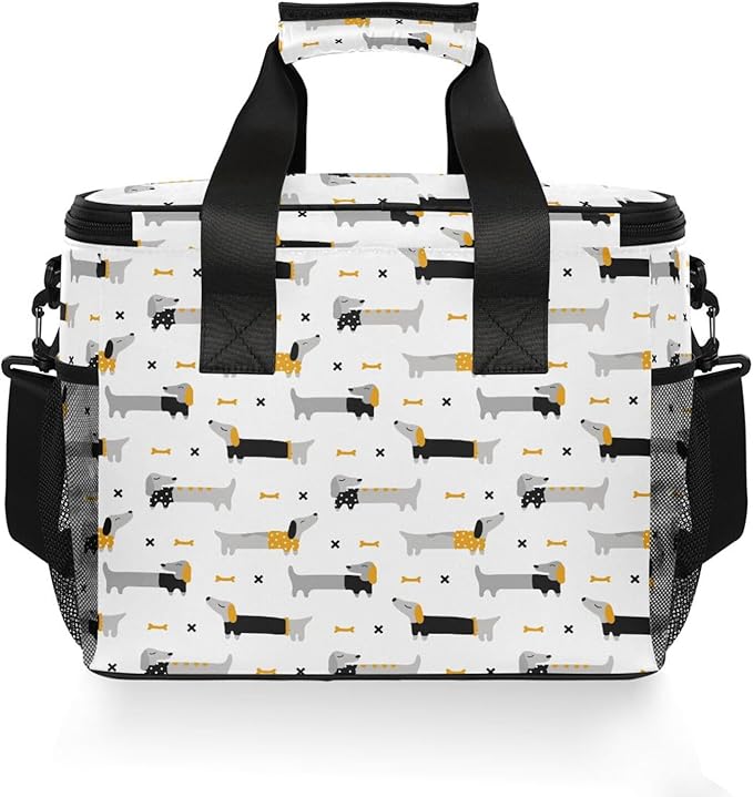 Cute Dogs Dachshunds Lunch Bag for Women Men 15L Insulated Lunch Box Large Leakproof Cooler Bag with Adjustable Shoulder Strap for Adult Work Picnic