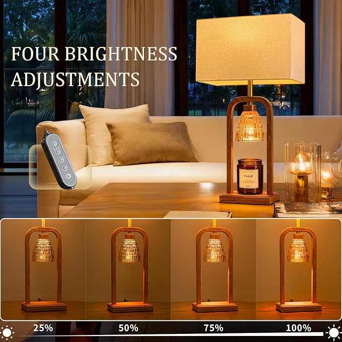 PoKat Electric Candle Warmer Lamps Gold, Lamp Candle Warmers with Timer Dimmer, Wax Light Warming Table Lamps Set of 2 for Jar Candles, Modern Bedside Lamp for Home Decor Living Room, Bulb Included