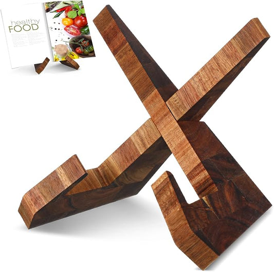Cookbook Stand for Kitchen, Recipe Book Holder for Kitchen Counter, Wooden Cookbook Holder, Rustic Cook Book Stand