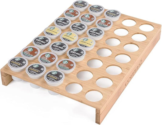 MinBoo BamBoo k cup holder Drawer or Countertop k cup Organizer Coffee Pod Holder Hold 35 Coffee Pod Storage Kcup coffee pods holder for coffee station Office and Kitchen k cup storage