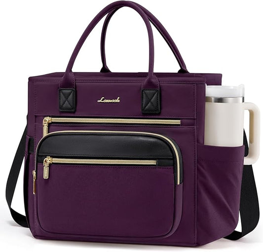 LOVEVOOK Insulated Lunch Bag Women,Wide Opening Adult Lunch Box Women with Cup Holder,Large Leakproof Cooler Bag for Work Picnic Beach Family College Mom,Lunch Teacher Tote Bag for Gift
