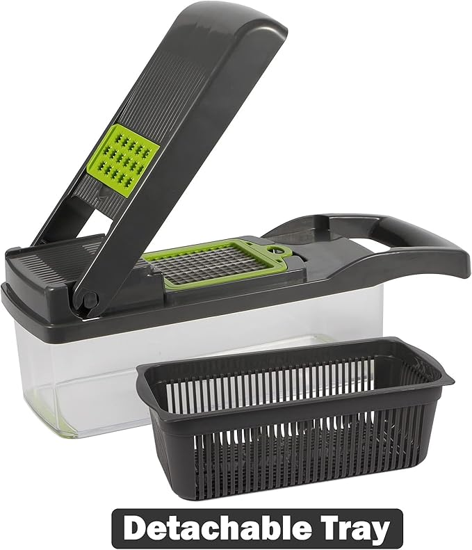 12 in 1 Pro Vegetable Chopper with Container, Multifunctional Veggie Chopper Dicer,Salad Chopper Box, Mandoline Slicer,Food Chopper with Sharp Blades, Easy to Clean