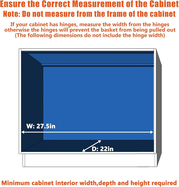 LOVMOR Pull Out Cabinet Organizer and Storage 27" W x 21½" D, Slide Out Shelves for Kitchen Cabinets