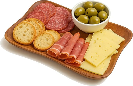 Woodard & Charles Acacia Wood Large Pinched Serving Tray for Serving, Charcuterie, Sushi, Cheese, Hors D ‘Oeuvres, Sandwiches, and More, 11.5" x 7.25",★★Pack of 24★★