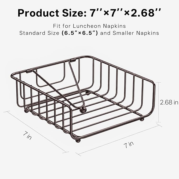 Napkin Holder for Table with Weighted Arm, Dinner Metal Flat Napkin Holders for Paper Napkins, Outdoor Napkin Dispenser Restaurant (Bronze)